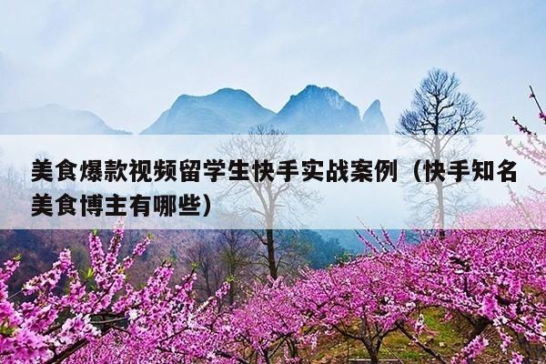 美食爆款视频留学生快手实战案例(快手知名美食博主有哪些)