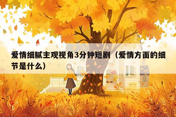 爱情细腻主观视角3分钟短剧(爱情方面的细节是什么)