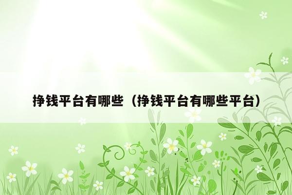 挣钱平台有哪些(挣钱平台有哪些平台)