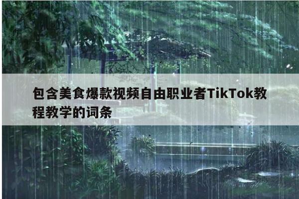 包含美食爆款视频自由职业者TikTok教程教学的词条