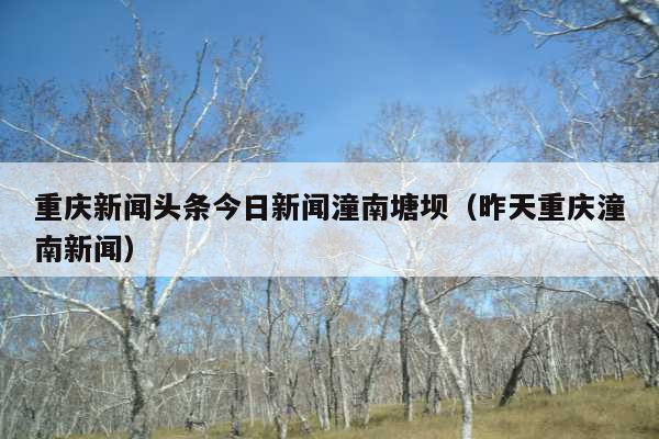 重庆新闻头条今日新闻潼南塘坝(昨天重庆潼南新闻)